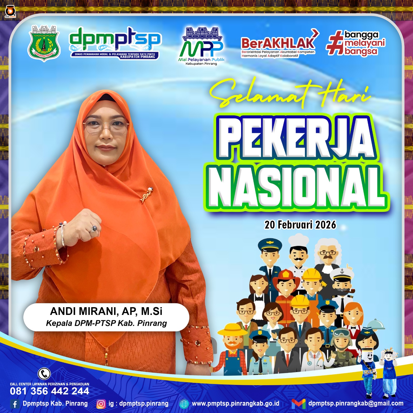foto DPMPTSP Kabupaten Pinrang Ucapkan Selamat Hari Pekerja Nasional 20 Februari 2026