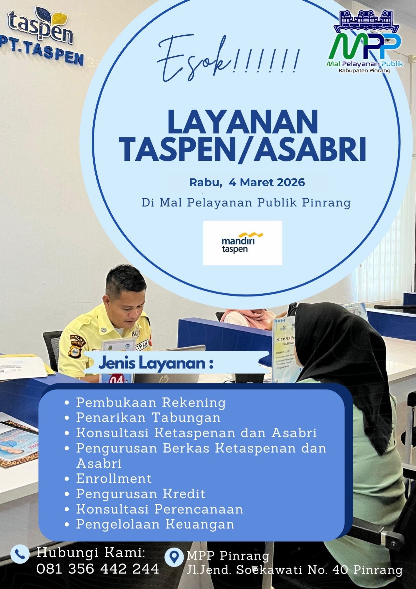 foto Layanan PT. Taspen/ASABRI di MPP Pinrang Digelar Rabu, 4 Maret 2026